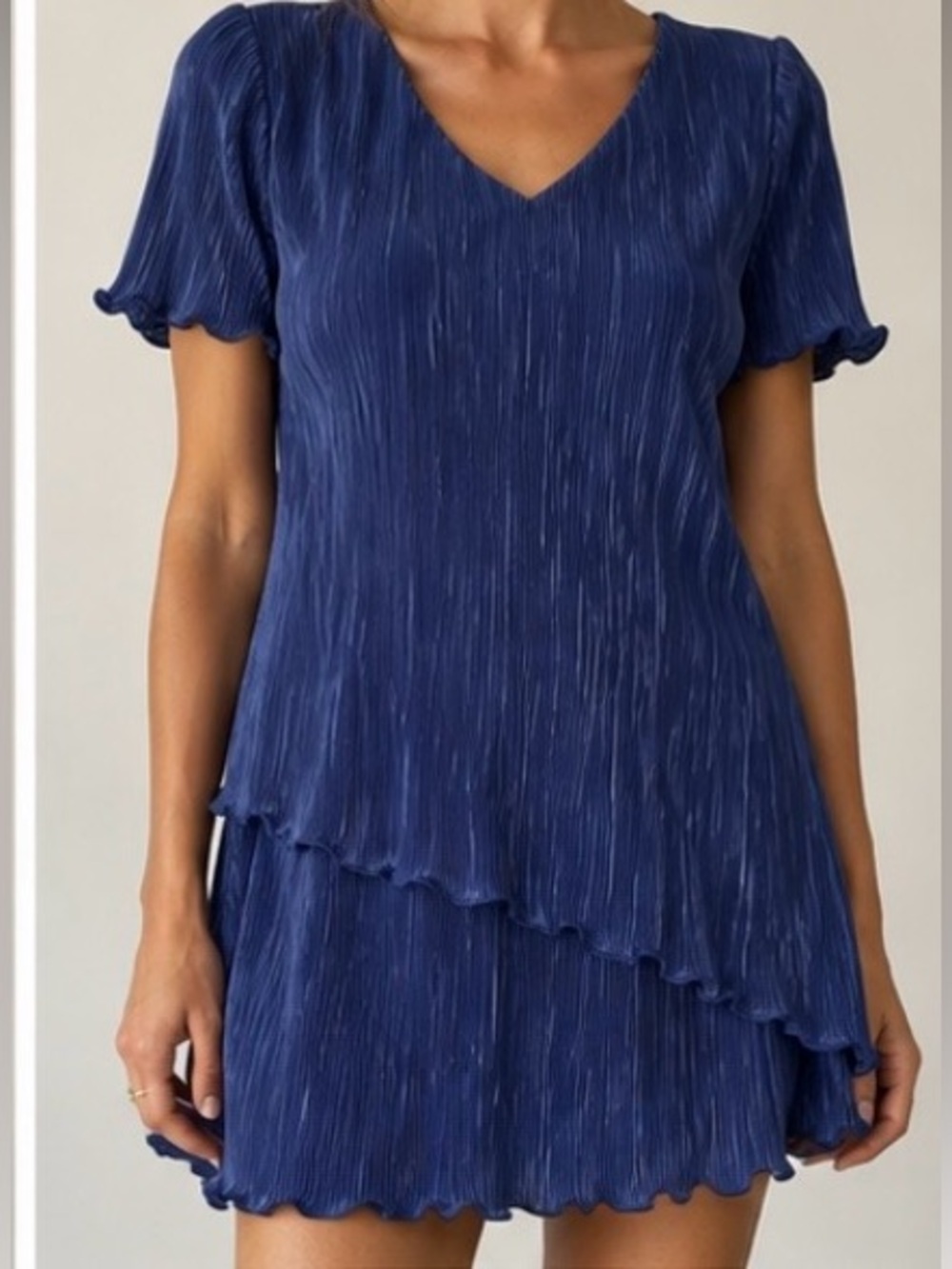 Vintage 90s Textured Short Sleeve dress in Navy violet ultra